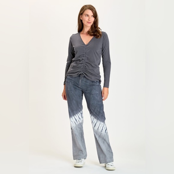 XCVI Pants - XCVI 4 Pocket Fold over Pants, Chisel Wash Quernstone